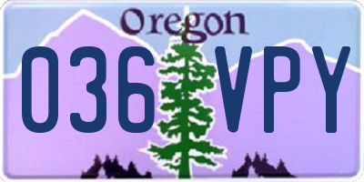 OR license plate 036VPY