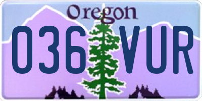 OR license plate 036VUR
