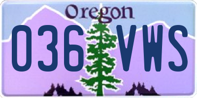 OR license plate 036VWS