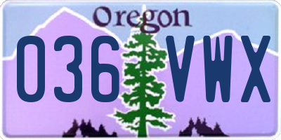 OR license plate 036VWX