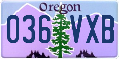 OR license plate 036VXB