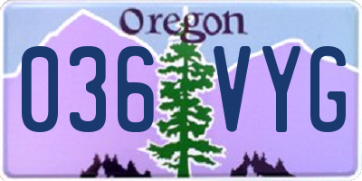 OR license plate 036VYG