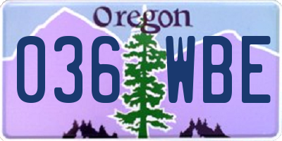 OR license plate 036WBE
