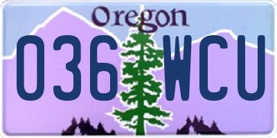 OR license plate 036WCU