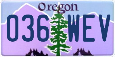 OR license plate 036WEV