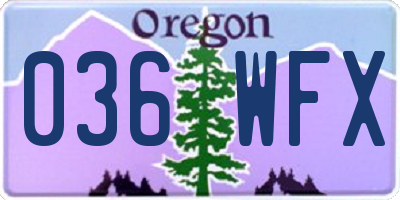 OR license plate 036WFX