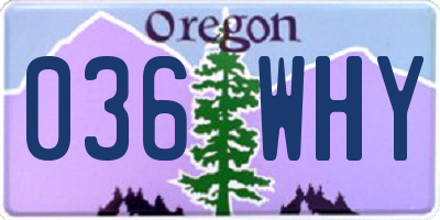 OR license plate 036WHY