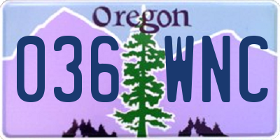 OR license plate 036WNC
