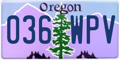 OR license plate 036WPV