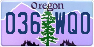 OR license plate 036WQO