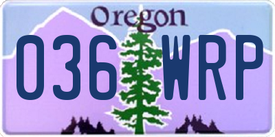 OR license plate 036WRP