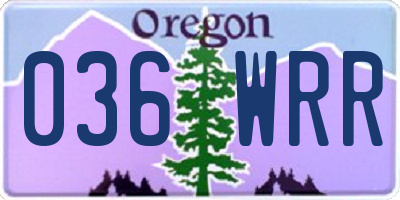 OR license plate 036WRR