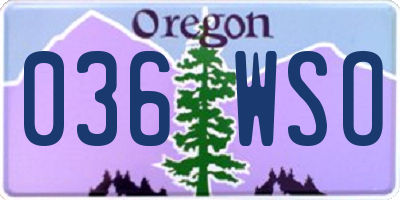 OR license plate 036WSO