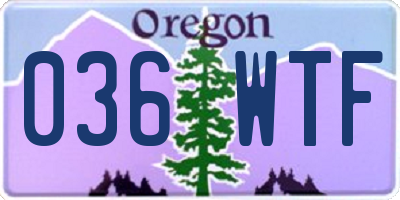 OR license plate 036WTF