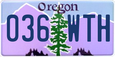 OR license plate 036WTH