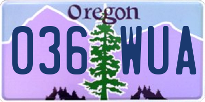 OR license plate 036WUA