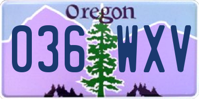 OR license plate 036WXV