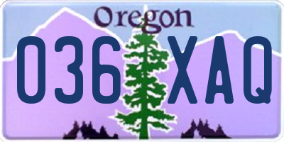 OR license plate 036XAQ