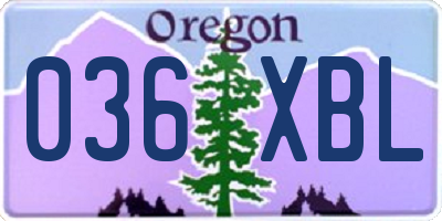 OR license plate 036XBL