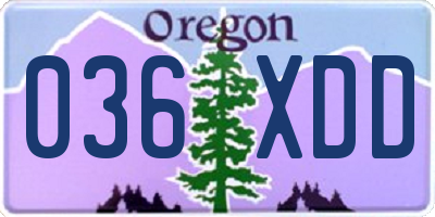 OR license plate 036XDD