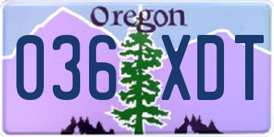 OR license plate 036XDT