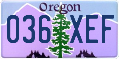 OR license plate 036XEF