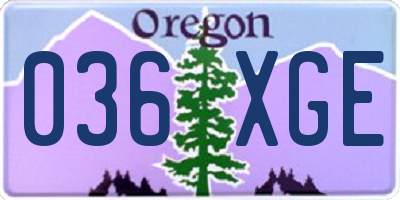 OR license plate 036XGE