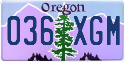 OR license plate 036XGM