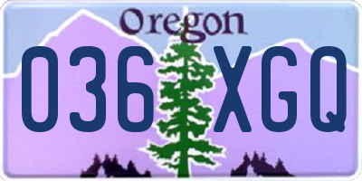 OR license plate 036XGQ