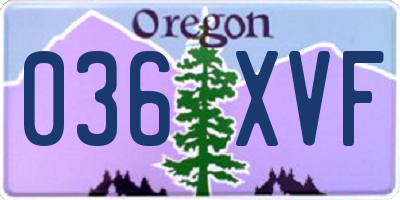 OR license plate 036XVF