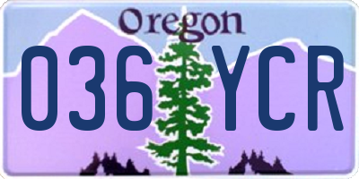 OR license plate 036YCR