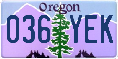 OR license plate 036YEK