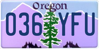 OR license plate 036YFU