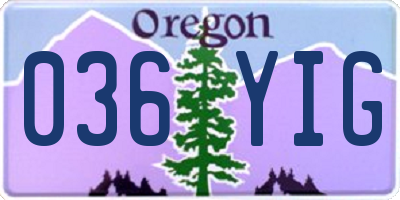 OR license plate 036YIG