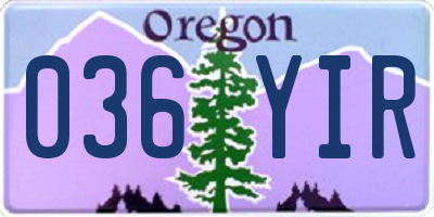OR license plate 036YIR