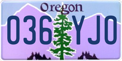 OR license plate 036YJO