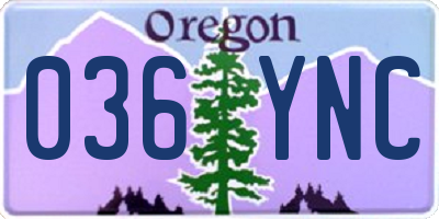 OR license plate 036YNC