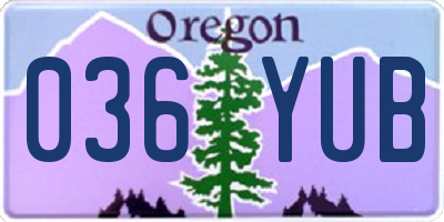 OR license plate 036YUB