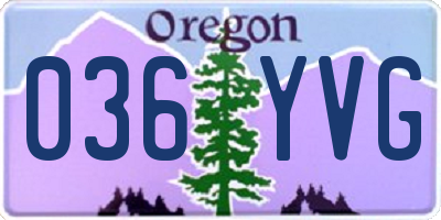 OR license plate 036YVG