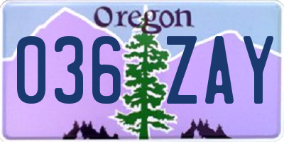 OR license plate 036ZAY