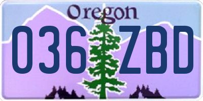 OR license plate 036ZBD
