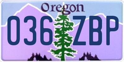 OR license plate 036ZBP