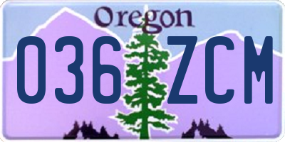 OR license plate 036ZCM