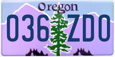 OR license plate 036ZDO