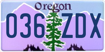 OR license plate 036ZDX