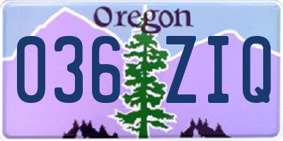OR license plate 036ZIQ