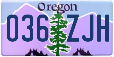 OR license plate 036ZJH