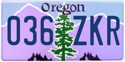 OR license plate 036ZKR