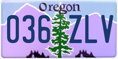OR license plate 036ZLV