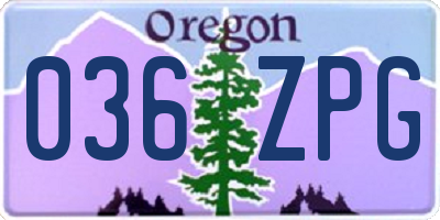 OR license plate 036ZPG
